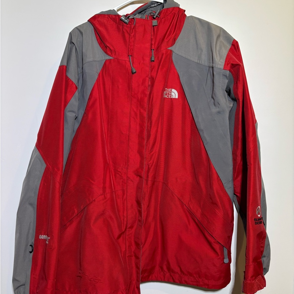 The North Face Vibrant Red and Sleek Gray Jacket